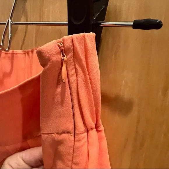 Anthropologie || Maeve Zocalo Pleated Chiffon Maxi Skirt Slit Orange Peach - Picture 7 of 9